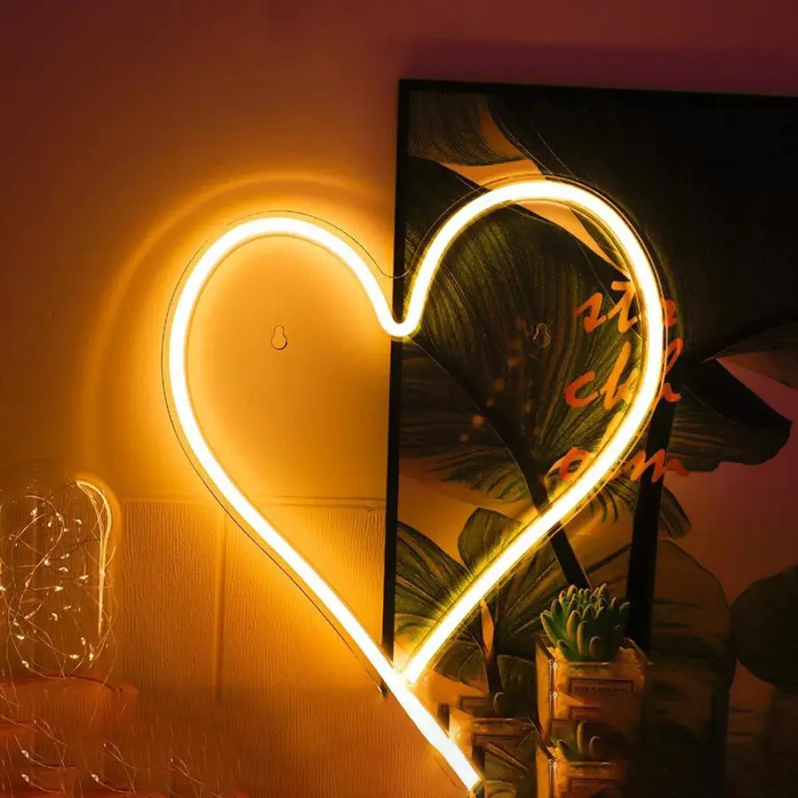 Lampe Néon Cœur - Amour Lumineux