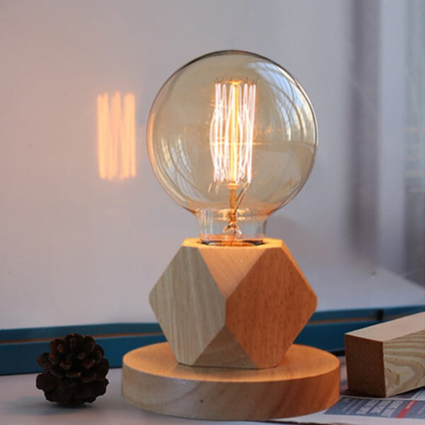 Lampe de Chevet Bois Industrielle