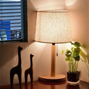 Lampe de Chevet Bois en Tissu