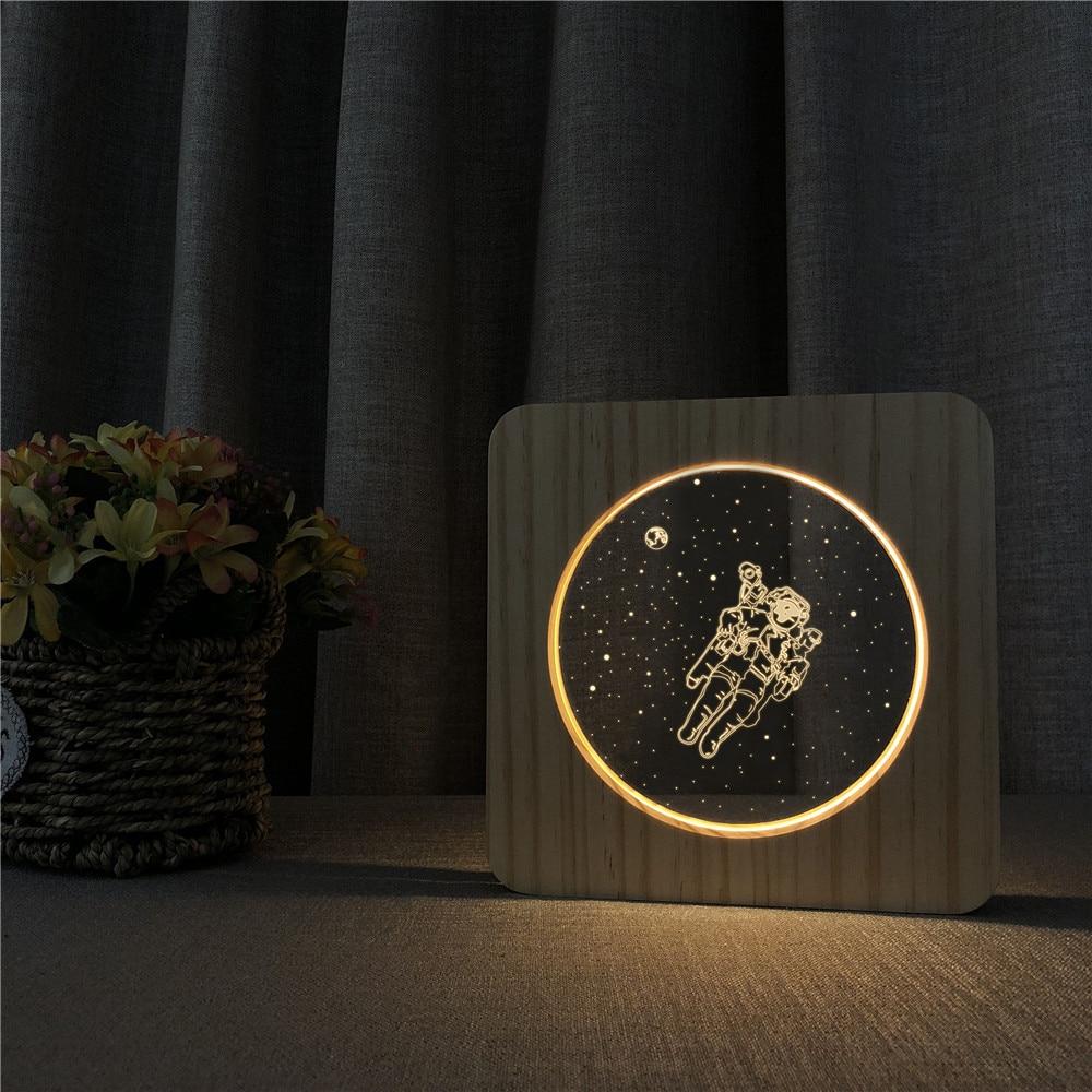 Lampe de Chevet Bois Cosmonaute