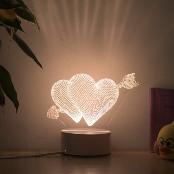 Lampe 3D Double Cœur