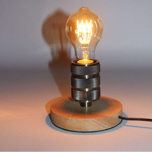 Lampe Industrielle à Poser en Bois